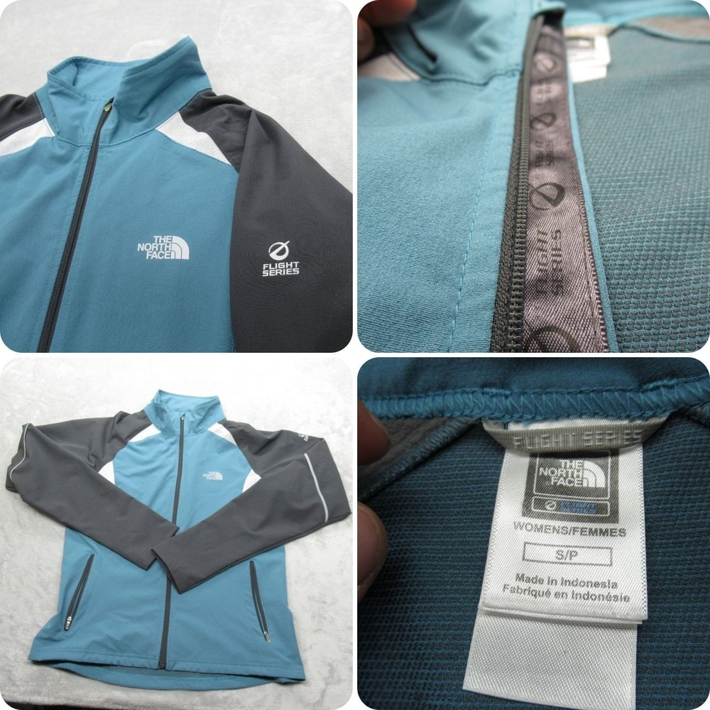 North Face Flight Series Jacket Womens Small Teal Gray Lightweight Reflective